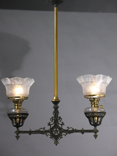 2-Light Eastlake Oil Chandelier